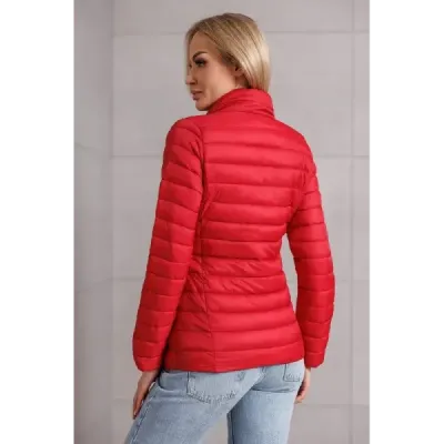 Prošívaná dámská podzimní bunda MODA9111 červená