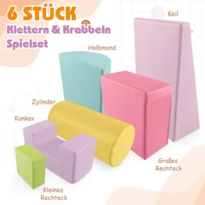6 ks. Pěnové stavebnice obří stavebnice na dovádění a lezení světle růžové
