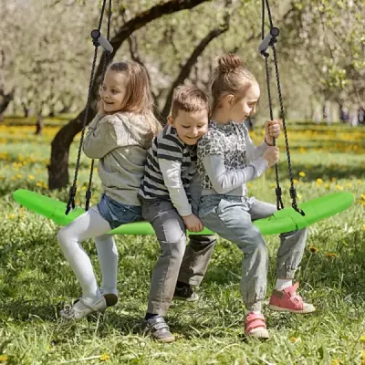 Houpačka hnízdo dětská houpačka na strom s 100-180cm nastavitelným provazem závěsná houpačka zelená 123x45cm