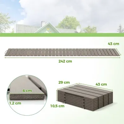 Rozkládací chodník z HDPE I 242 cm I Šířka 43 cm I Odolný proti povětrnostním vlivům I Rozkládací zahradní chodník pro svatební zahradu Šedá barva