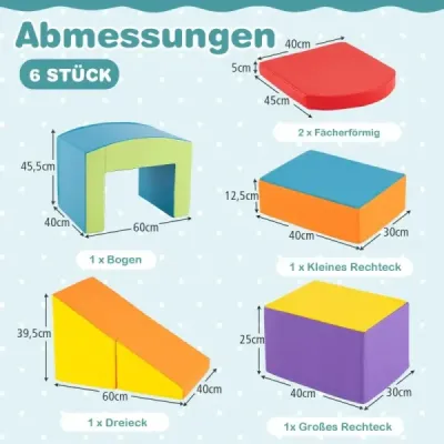 6 TLG. Pěnové stavební bloky Měkké stavební bloky s tunelem, schody a rampou Barevné