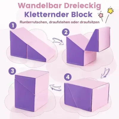 6 TLG. Pěnové stavební bloky měkké stavební bloky s tunelem schody a rampa modrá + fialová