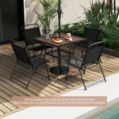 Zahradní stůl s deskou ve vzhledu dřeva Stůl na terasu s nastavitelným otvorem pro slunečník 85 x 85 x 74 cm