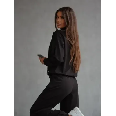 Súprava mikiny s golierom a tepláky MODA82162 černá