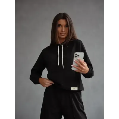 Súprava mikiny s golierom a tepláky MODA82162 černá