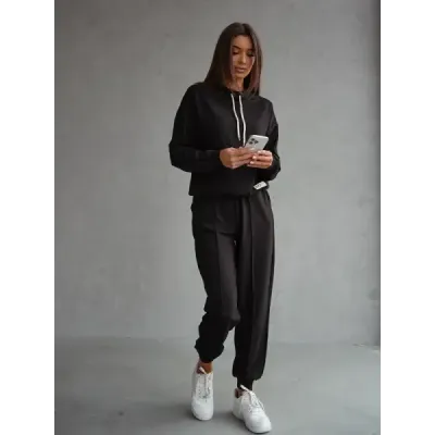 Súprava mikiny s golierom a tepláky MODA82162 černá