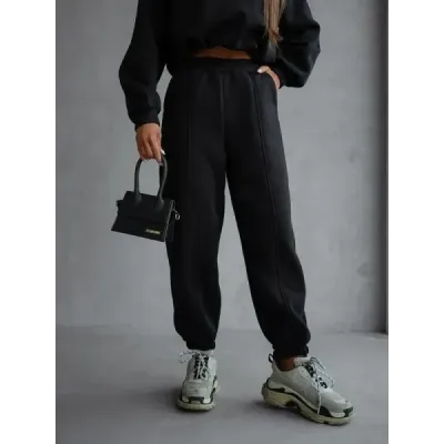 Bavlněná tepláková souprava s krátkou mikinou MODA2160 černá