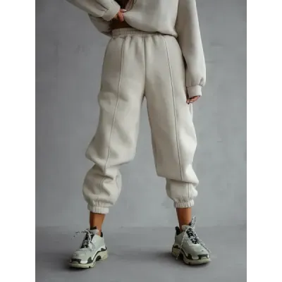 Bavlněná tepláková souprava s krátkou mikinou MODA2160 béžová