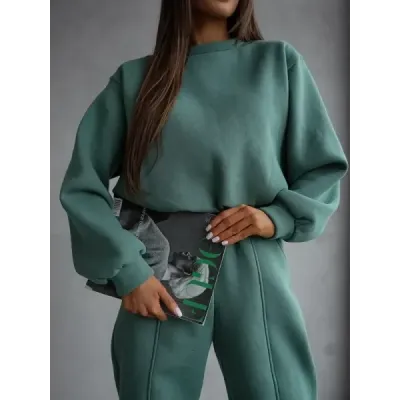 Bavlněná tepláková souprava s krátkou mikinou MODA2160 zelená