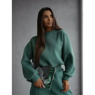 Bavlněná tepláková souprava s krátkou mikinou MODA2160 zelená