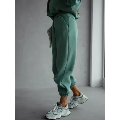 Bavlněná tepláková souprava s krátkou mikinou MODA2160 zelená