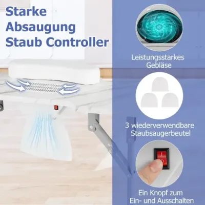 Skládací manikúrní stolek Nehtový stolek s elektrickým odlučovačem prachu Manikúrní stolek Bílý
