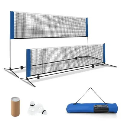 Badmintonová síť se stojanem Výškově nastavitelná síť   se 2 raketoplány a taškou na přenášení 420 x 102 x 89-155 cm