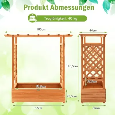 Vyvýšený záhon s obloukovou mřížkou a závěsnou střechou 110 x 44 x 113,5 cm oranžový