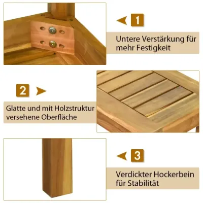 Akazienholz Outdoor-Bank Rustikale Holzbank 132 x 34 x 43,5 cm Teakové dřevo