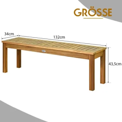 Akazienholz Outdoor-Bank Rustikale Holzbank 132 x 34 x 43,5 cm Teakové dřevo