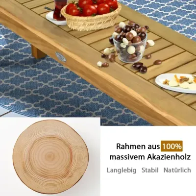 Akazienholz Outdoor-Bank Rustikale Holzbank 132 x 34 x 43,5 cm Teakové dřevo
