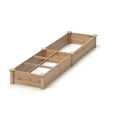 Vyvýšený dřevěný zahradní záhon se 2 truhlíky a přepážkami 228 x 62 x 25 cm Přírodní