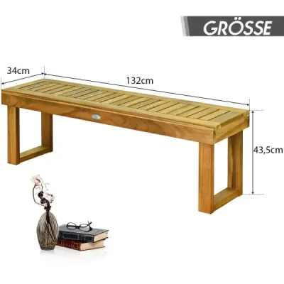 Lavice z masivního dřeva zahradní nábytek dřevěná lavice zahradní lavice nosnost až 360 kg 132 x 34 x 43,5 cm teakové dřevo