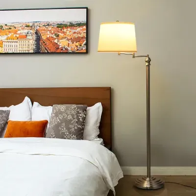 Stojací lampa Stojací lampa s podstavcem a stínidlem na čtení 35,5 x 152 cm Béžová barva