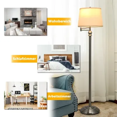 Stojací lampa Stojací lampa s podstavcem a stínidlem na čtení 35,5 x 152 cm Béžová barva