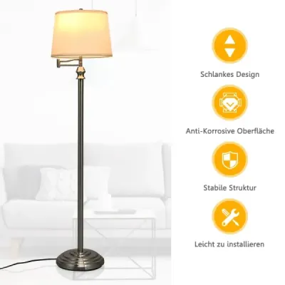Stojací lampa Stojací lampa s podstavcem a stínidlem na čtení 35,5 x 152 cm Béžová barva