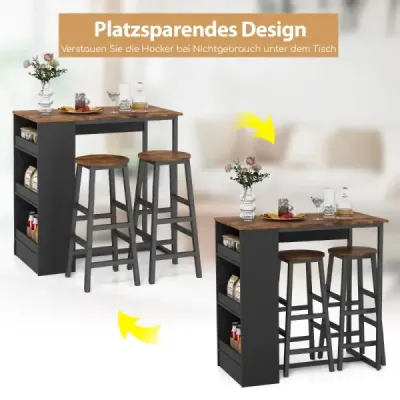 Kuchyňský stůl se 2 taburety Prostorově úsporný bistro stůl Pultový stůl Jídelní stůl set Barový stůl