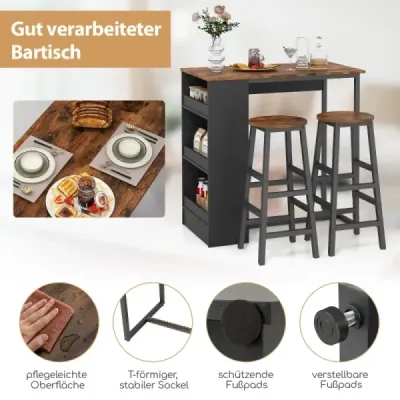 Kuchyňský stůl se 2 taburety Prostorově úsporný bistro stůl Pultový stůl Jídelní stůl set Barový stůl