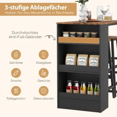 Kuchyňský stůl se 2 taburety Prostorově úsporný bistro stůl Pultový stůl Jídelní stůl set Barový stůl