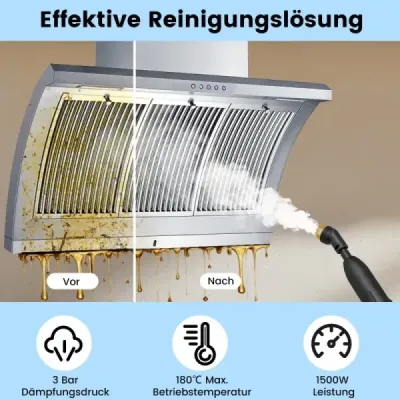 1500W parní čistič Tlak páry: 3 bary, doba zahřátí: 15 s, teplota: až 180 ℃ Ruční parní čistič žlutý