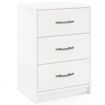 Noční skříňka se 3 zásuvkami Noční skříňka k posteli se skříňovou pružinou 38,5 x 28 x 54 cm Bílá