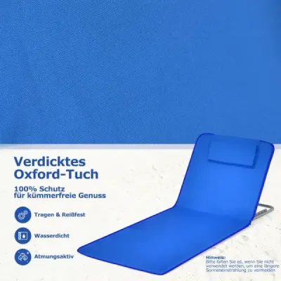 Sada 2 skládacích plážových podložek se 2 lehátky a postranním stolkem 151 x 55,5 x 27-47 Modrá barva