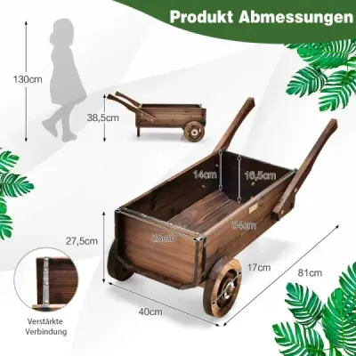 Vozík na rostliny Dekorativní vozík na květiny s kolečky 81 x 40 x 38,5 cm Hnědý