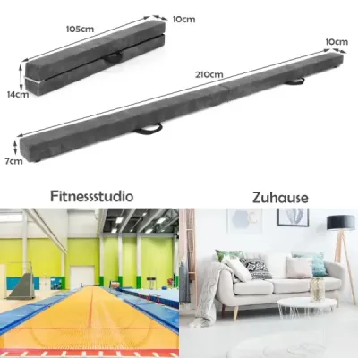 Gymnastický trénink na kladině 2,1 m Skládací odolný fitness šedý Gymnastický trénink na kladině 2,1 m Skládací odolný fitness šedý