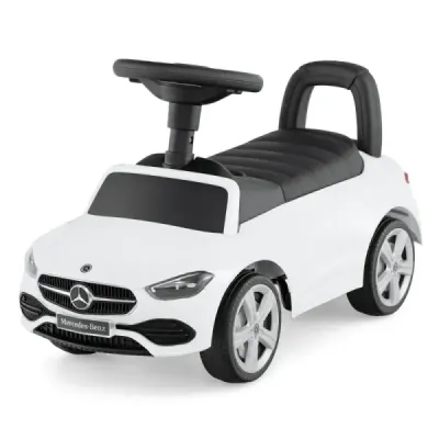 Licencovaná hračka Mercedes-Benz s volantem a úložným prostorem Posuvné autíčko Běžící autíčko Bílé
