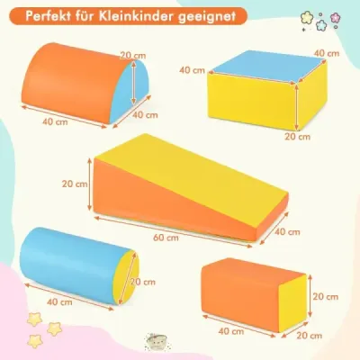 5 TLG. Pěnové stavební bloky Obří stavební bloky pro skotačení a lezení Velké stavební bloky oranžová + žlutá barva