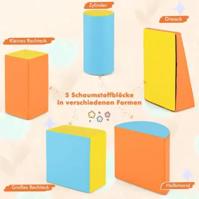 5 TLG. Pěnové stavební bloky Obří stavební bloky pro skotačení a lezení Velké stavební bloky oranžová + žlutá barva
