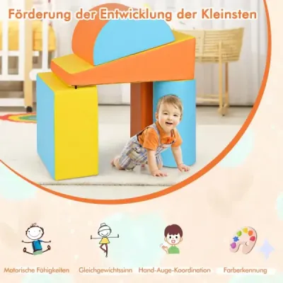 5 TLG. Pěnové stavební bloky Obří stavební bloky pro skotačení a lezení Velké stavební bloky oranžová + žlutá barva