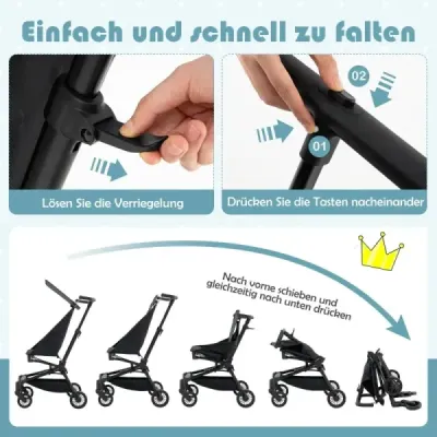 Skládací kočárek s nastavitelnou a odnímatelnou stříškou Travel Buggy Dětský kočárek