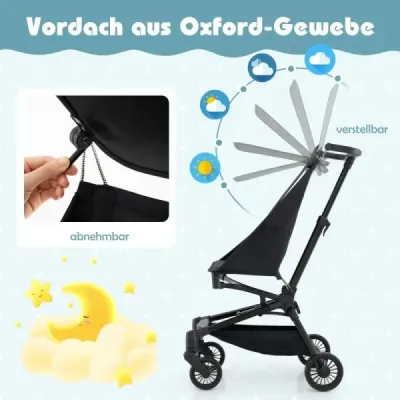 Skládací kočárek s nastavitelnou a odnímatelnou stříškou Travel Buggy Dětský kočárek