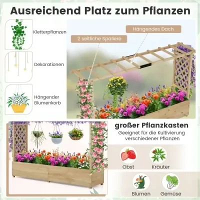 Vyvýšený záhon s mříží a závěsnou střechou Květináč s mříží Natural