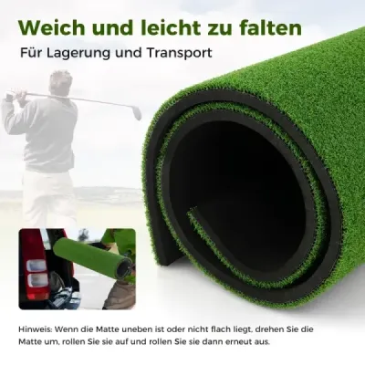 Golfová podložka na údery 2 gumová odpaliště a 2 vyrovnávací hokejky a 6 pozic podložky 152 x 117 cm Tloušťka 27 mm