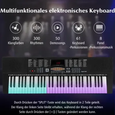 Klávesové piano pro začátečníky s 61 klávesami Digitální piano s 300 tóny