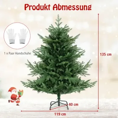 Umělý vánoční stromek 135 cm s osvětlením Jedle se 160 teplými bílými LED světly a 8 světelnými režimy