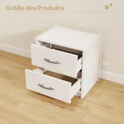Noční stolek se 2 zásuvkami Malý odkládací stolek Noční stolek Rozkládací stolek Noční stolek Bílý