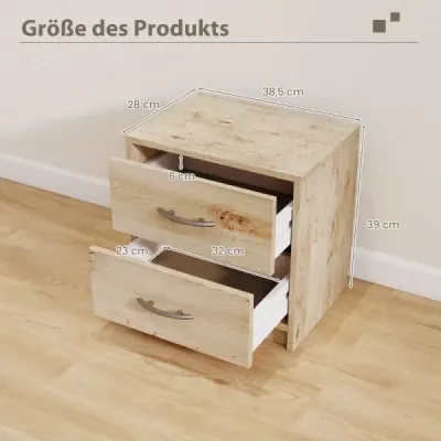 Noční stolek se 2 zásuvkami Malý odkládací stolek Noční stolek Rozkládací stolek Noční stolek Dub