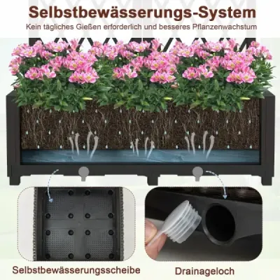 Květinový truhlík s mříží Květináč na popínavé rostliny Vyvýšený záhon s mříží 80 x 40 x 122 cm Hnědá