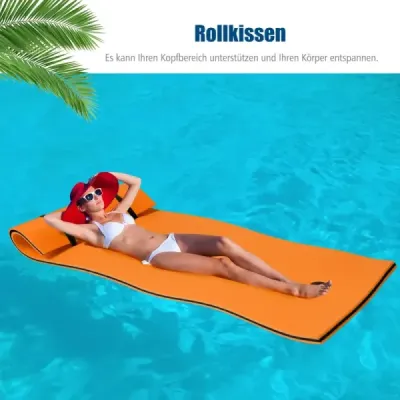 Vodní houpací síť Plovoucí podložka na plavání Raft Vodní postel 220 x 90 x 4 cm oranžová+černá