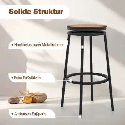 Sada 2 barových stoliček se 2 nastavitelnými výškami otočné kuchyňské stoličky o 360° pultové stoličky