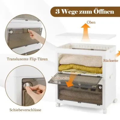Úložný box s víkem Stohovací boxy skládací Úložný kontejner s dvoukřídlými dvířky 3-patrový